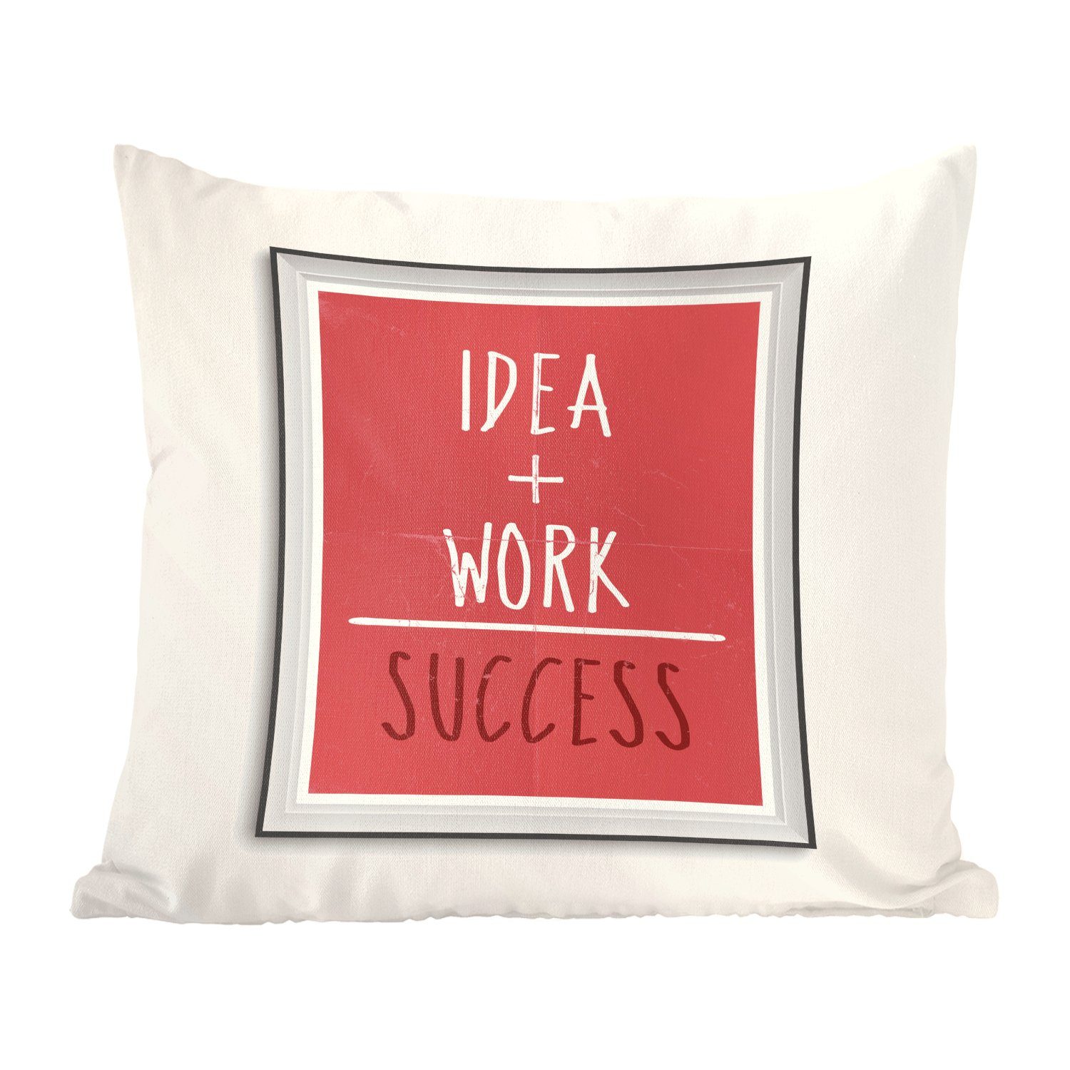 MuchoWow Dekokissen Idee + Arbeit = Erfolg" - Sprichwörter - Zitate, Zierkissen mit Füllung für Wohzimmer, Schlafzimmer, Deko, Sofakissen | Dekokissen