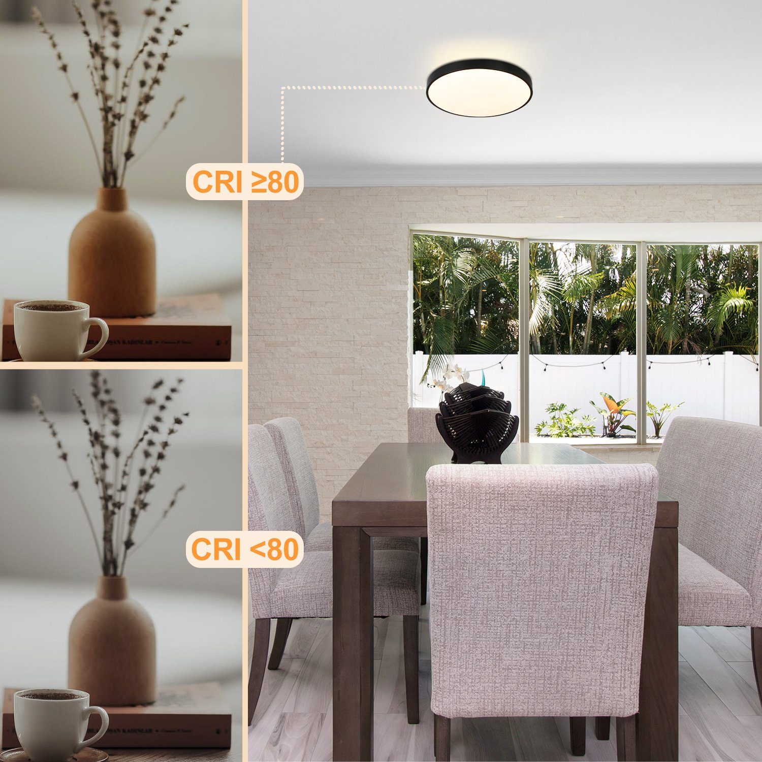 Wohnzimmer 2.5 Nettlife Modern LED Flach 12W, 21cm Deckenlampe Wasserdicht, Schwarz LED Flur, 21 IP44 cm Panel Badezimmer für integriert, x Warmweiß, 21 Küche x Rund fest