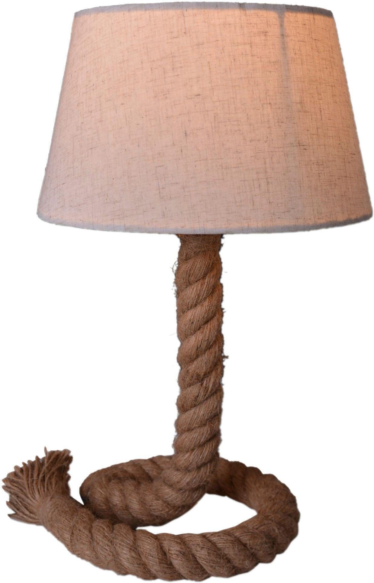 näve Tischleuchte Rope, ohne Leuchtmittel, Tischleuchte "Rope" exkl. 1x E27 max.40W, Juteseil natur, Schirm: weiß