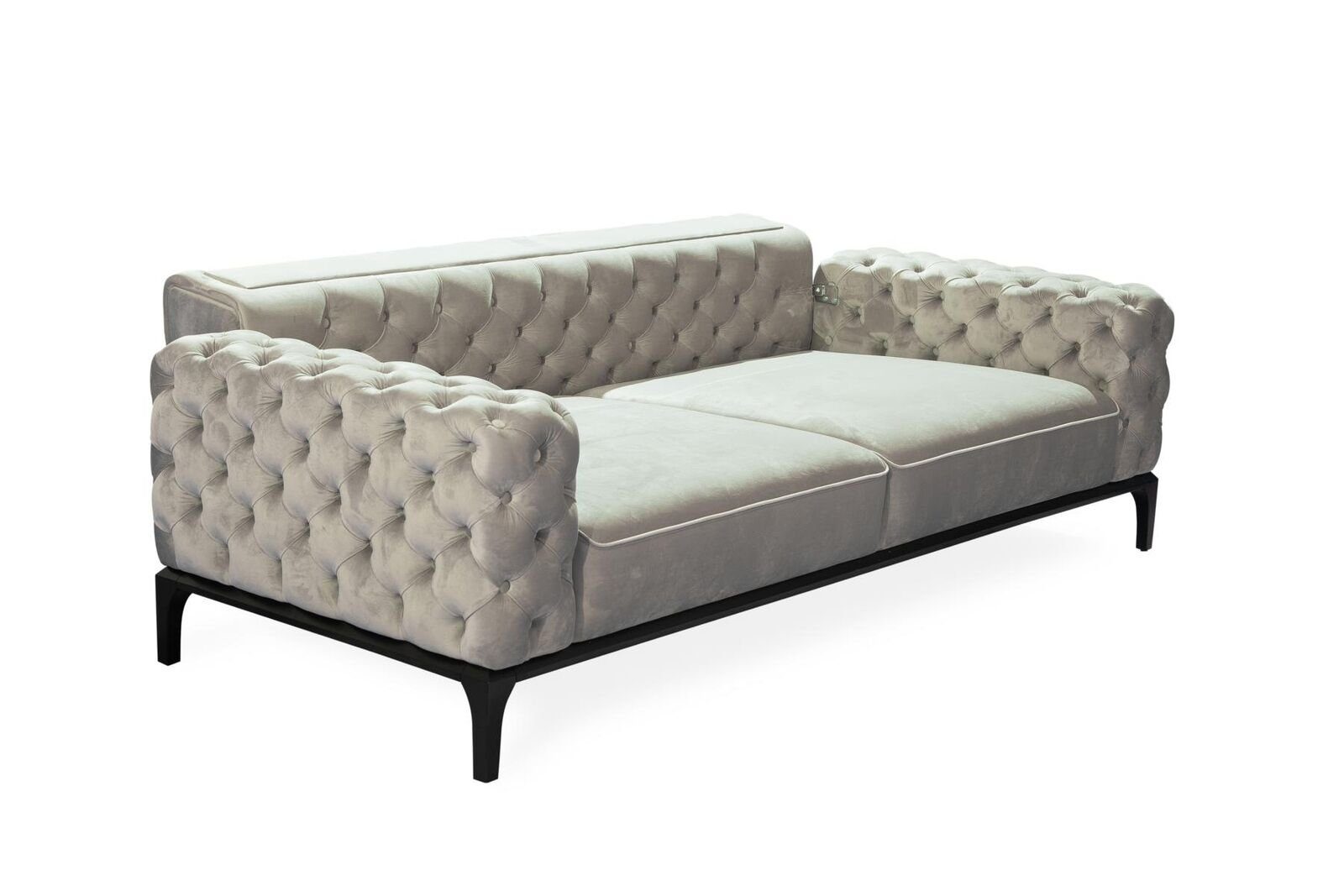Made Sofa 31 Europa in JVmoebel Sofas 2 Teile, Sofagarnitur Chesterfield Grau Sitzer Weiß, Sofa Luxus Stoff