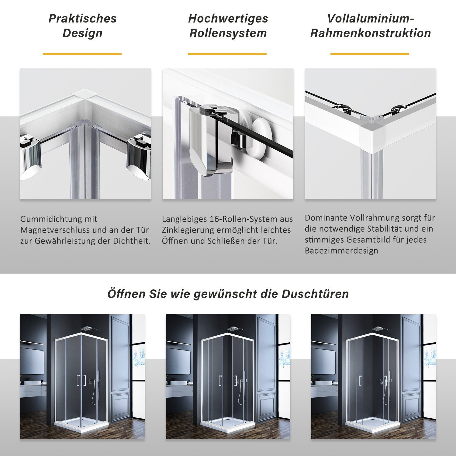 Boromal Eckdusche Schiebetür Glas Weiß Duschkabine günstig online kaufen