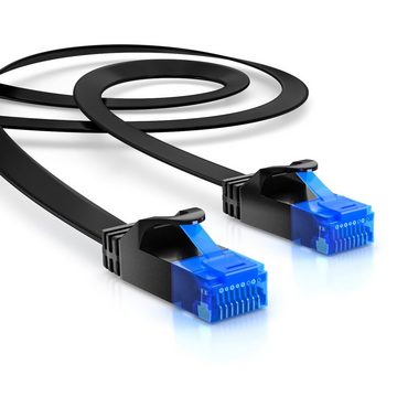 deleyCON deleyCON 10m CAT6 flaches Patchkabel Flachkabel Netzwerkkabel LAN LAN-Kabel