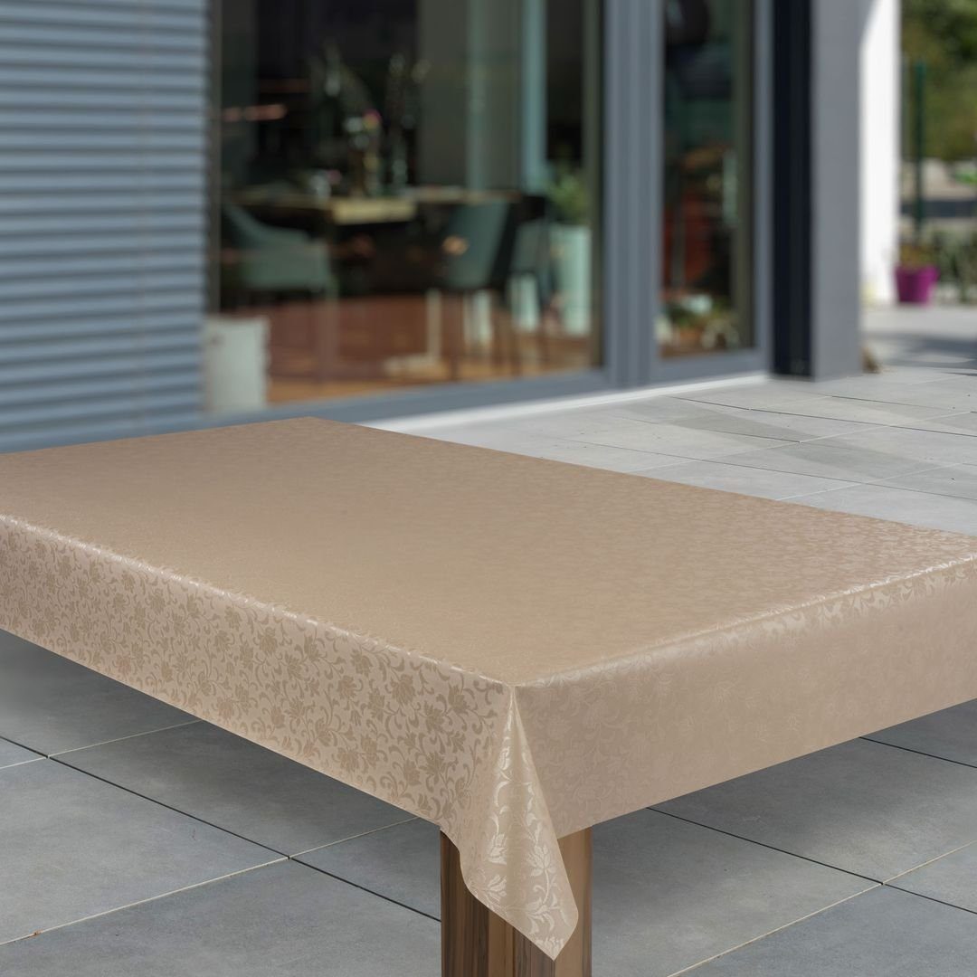 laro Tischdecke Wachstuch-Tischdecken Abwaschbar Beige Umbra geprägt rechte günstig online kaufen