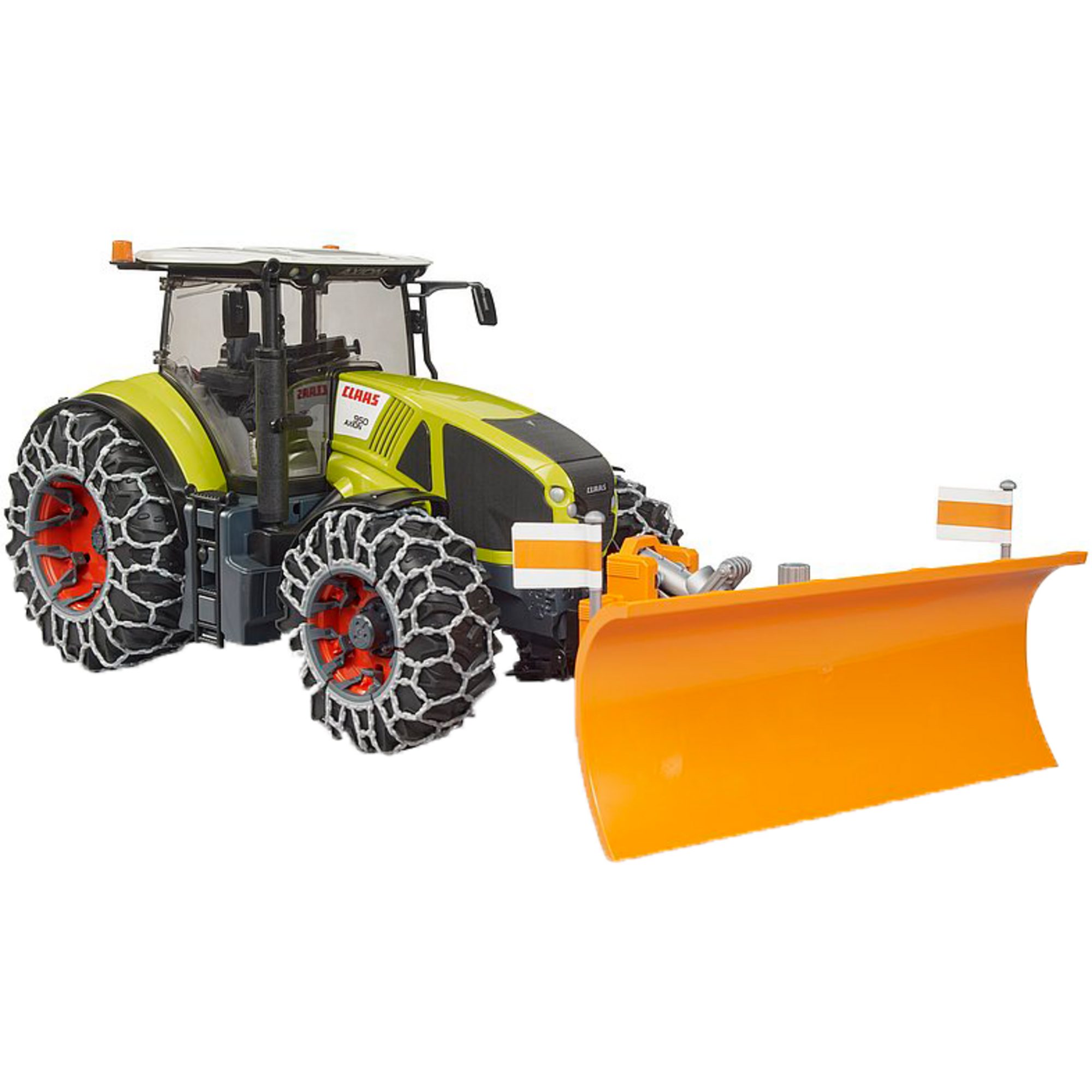 Bruder® Spielzeug-Baumaschine bruder Claas Axion 950 mit Schneeketten und Räumschild, Modellfahrzeug