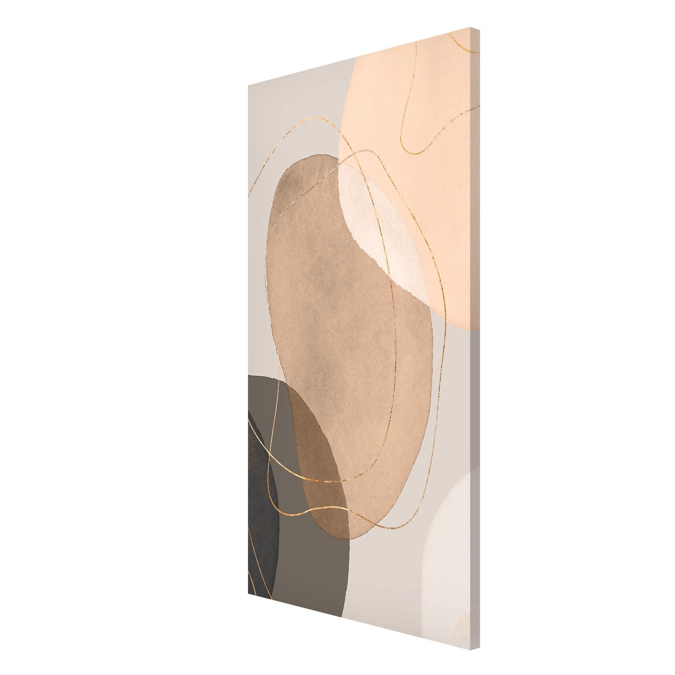 Bilderdepot24 Magnettafel Küche beige Verspielte Impressionen in Beige, (1-tlg., Magnetboard Pinnwand für die Wand - metallische Tafel für Magnete), Magnetwand groß mit Motiv Büro Memoboard magnetisch Hochformat