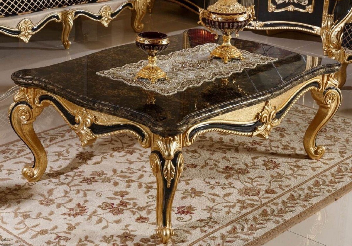 Casa Padrino Couchtisch Luxus Barock Couchtisch Schwarz / Gold - Prunkvoller Massivholz Wohnzimmertisch im Barockstil - Barock Möbel - Edel & Prunkvoll