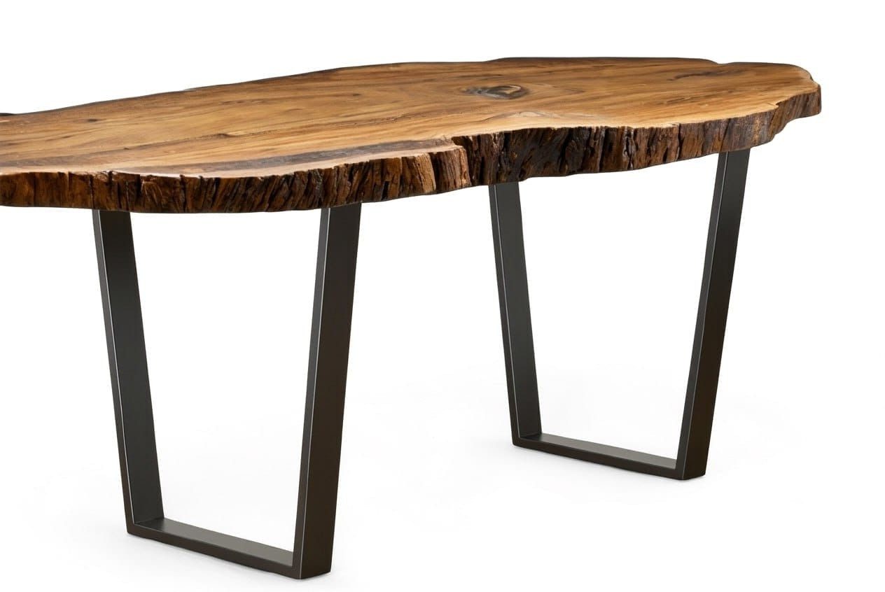 Xlmoebel Esstisch Esstisch Massivholz Metallrahmen Eiche Modern Esszimmer Möbel Blick (1-St., 1-tlg)
