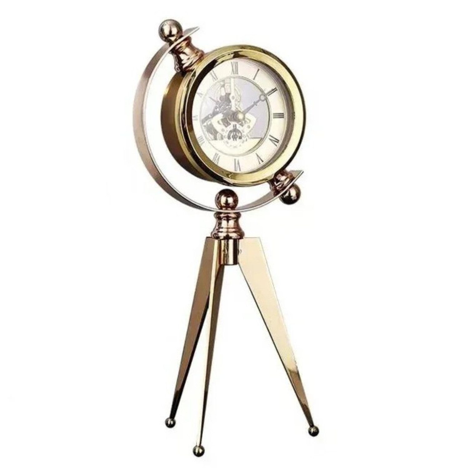 Quality Elegance Dekoobjekt Goldene Tripod-Tischuhr aus Metall (2 St)