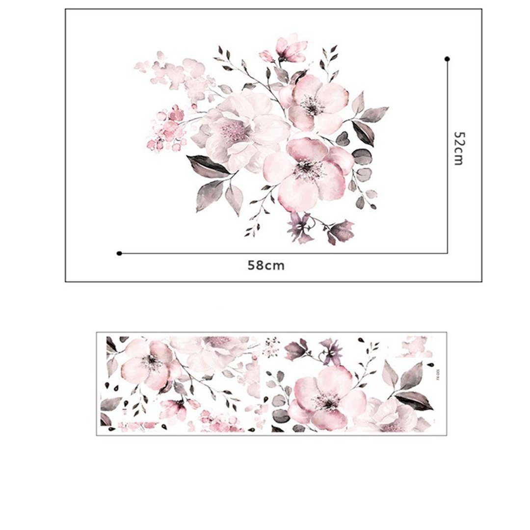 (1 Wandaufkleber, TUABUR Blatt Dekoration Rosa St) Wandsticker Blume Wohnzimmer Cluster
