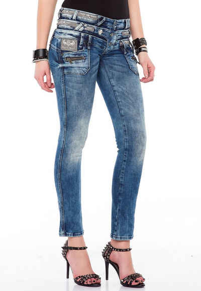 Cipo & Baxx Slim-fit-Jeans mit Dreifach-Bund