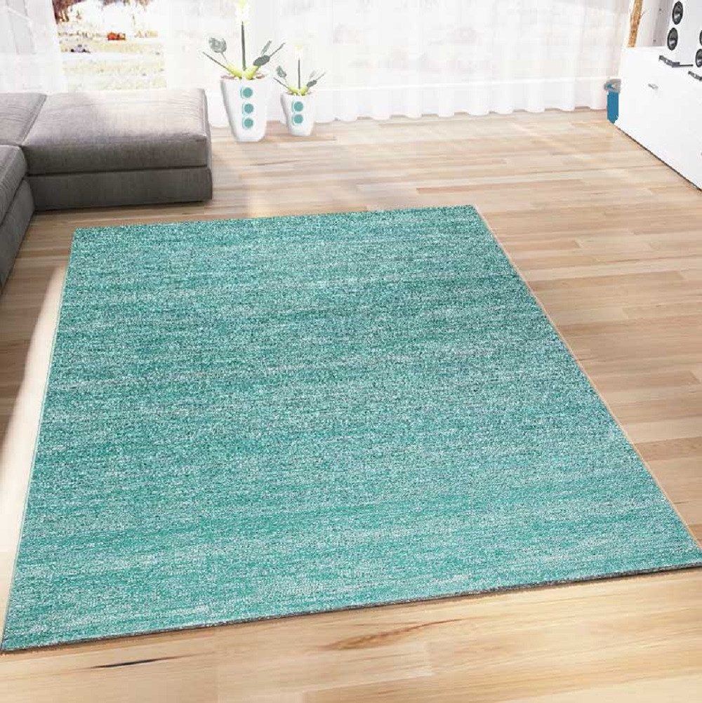 Vimoda Teppich Einfarbig Meliert Grün Kurzflor Farbecht Pflegeleicht, Rechteckig, Höhe: 10 mm, Läufer klassisch, Wohnzimmer, Schlafzimmer & Küche