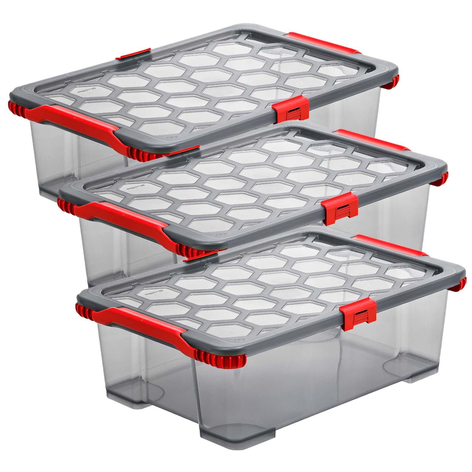 ROTHO Aufbewahrungsbox 3er-Set Evo Total Protection 11l stapelbare Box mit Deckel (Aufbewahrungsset, 3er-Set)