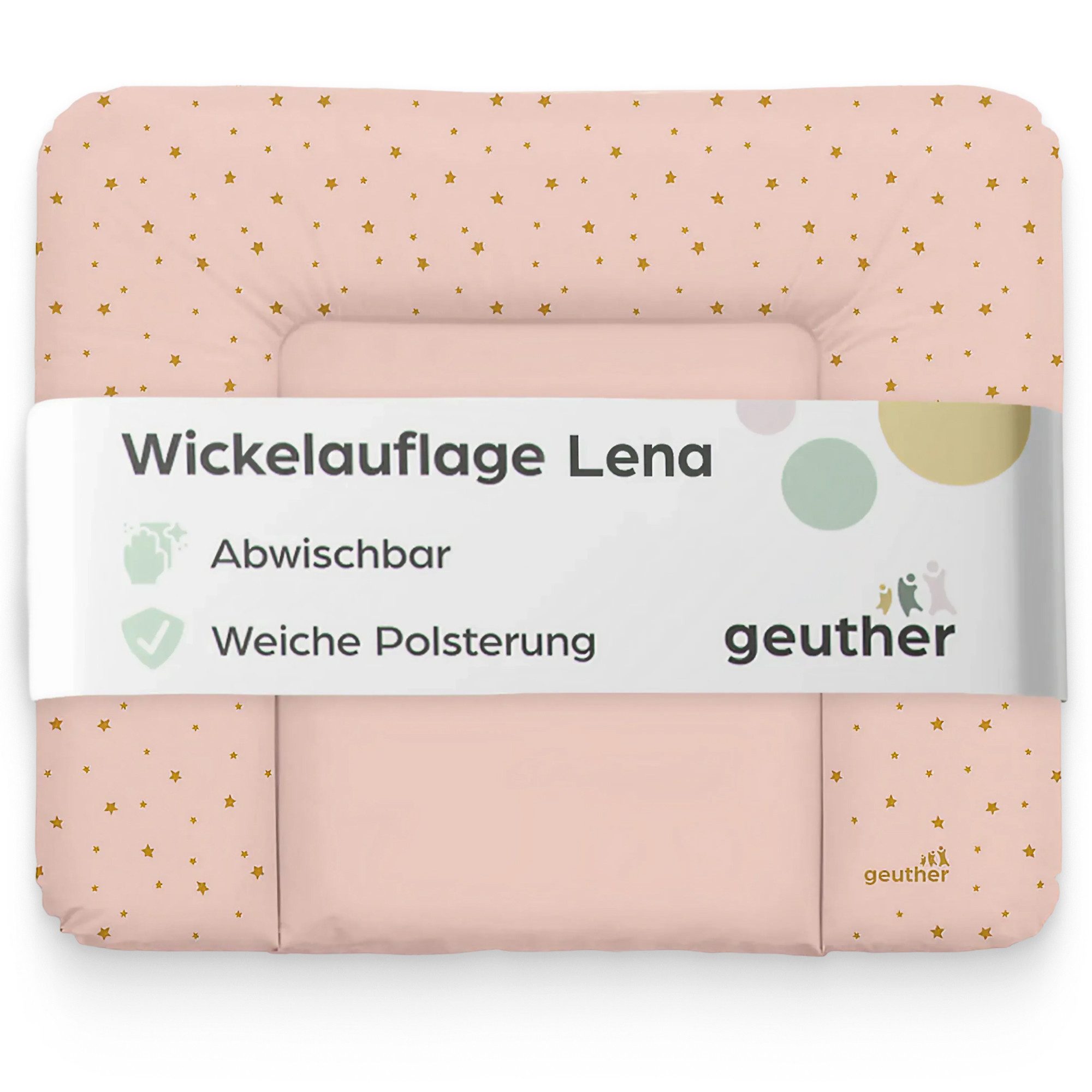 Geuther Wickelauflage Lena 85x75 cm, weich gepolstert & abwischbar, mit Sicherheitsrand, Made in Europe, abwischbar
