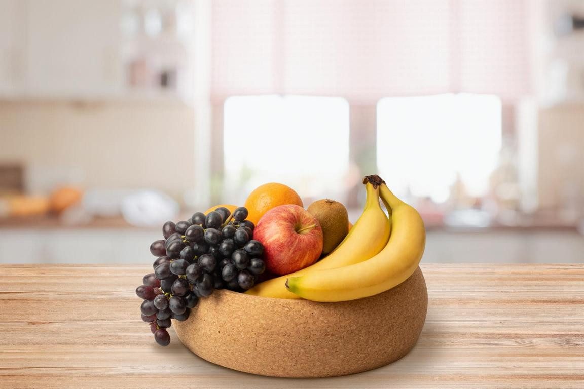 Kork-Deko.de Obstschale Kork-Obstschale Ø 30cm – Große Schüssel aus Kork für Obst & Brot, Presskork