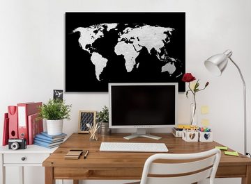 my home Acrylglasbild Weltkarte - Acrylbilder mit Blattsilber veredelt, Weltkarte (1 St), Silberveredelung, Handgearbeitet, Gerahmt, Edel