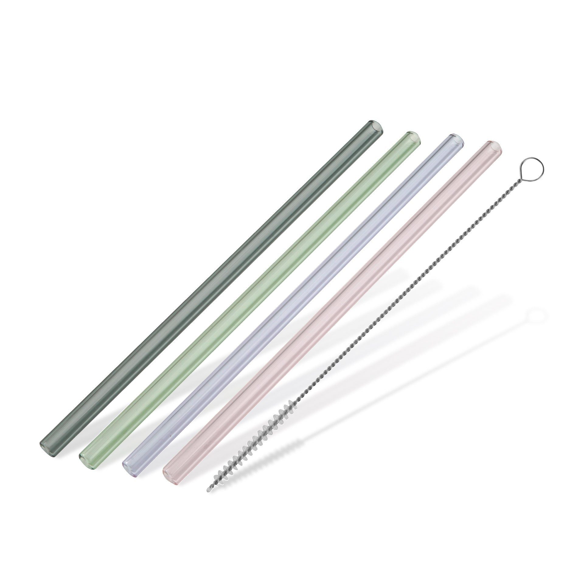 Tasty Trinkhalme aus Glas, inkl. Reinigungsbürste, Wiederverwendbare Strohhalme