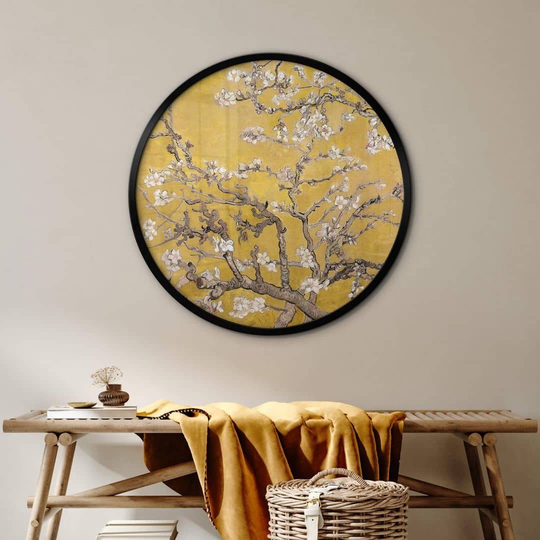 K&L Wall Art Poster Wandbild Poster Rund Kunstdruck Barock Ölbild van Gogh Mandelblüte, Wohnzimmer Bilder Klassiker