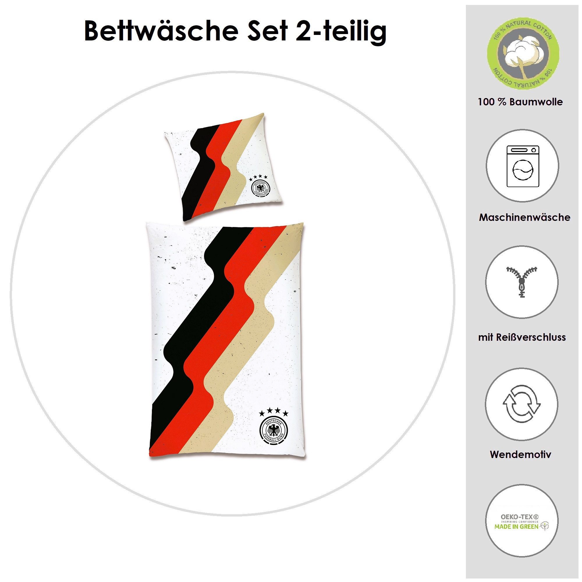 Deutscher Fußball-Bund Bettwäsche zur EM 2024 135x200 80x80 cm mit Reißvers günstig online kaufen