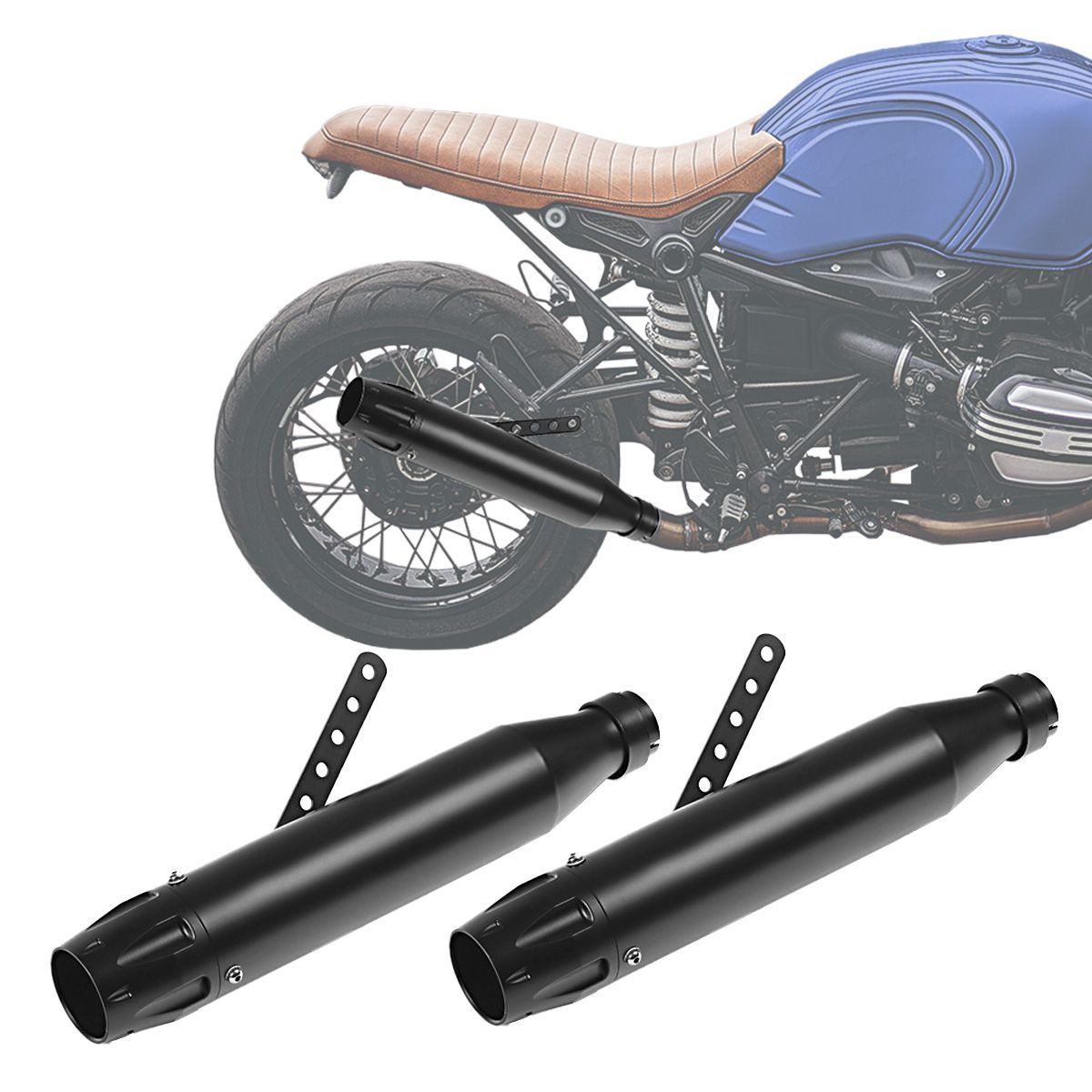 Craftride Reisetasche Set 2x # Auspuff Forte Endschalldämpfer Caferacer schwarz
