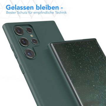 EAZY CASE Handyhülle TPU Hülle für Samsung Galaxy S22 Ultra 5G 6,8 Zoll, Silikon Schutzhülle mit Kameraschutz kratzfest bumper Grün / Nachtgrün