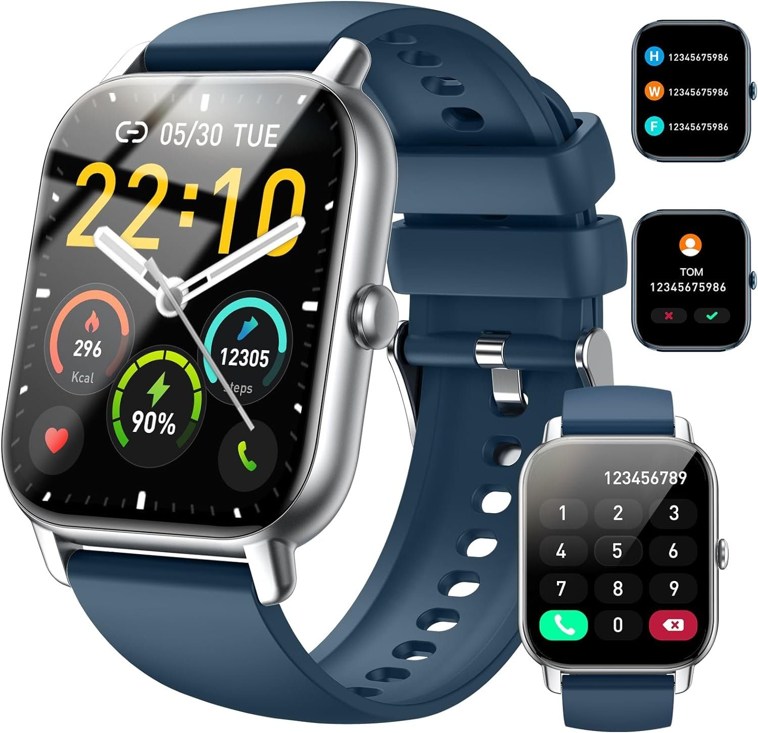 Nerunsa Smartwatch (1,85 Zoll, Android iOS), 110+ Sportmodi Sportuhr,  Fitnessuhr mit Herzfrequenz IP68 Wasserdicht