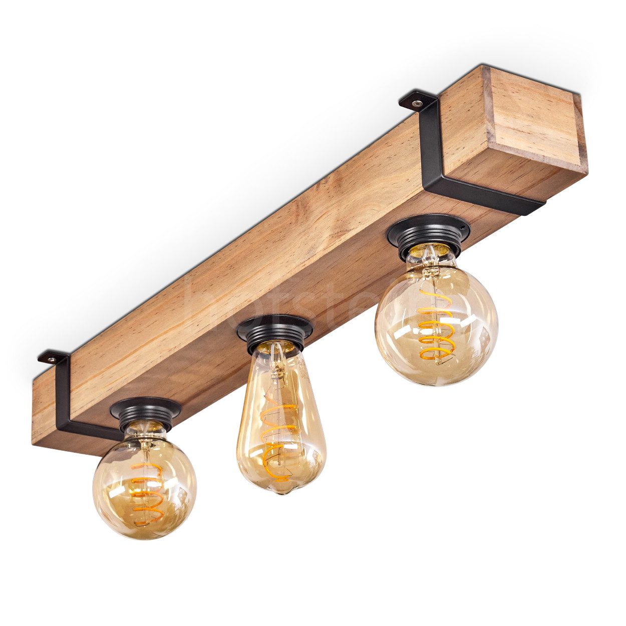hofstein Deckenleuchte moderne Deckenlampe aus Metall/Holz in Schwarz/Natur günstig online kaufen