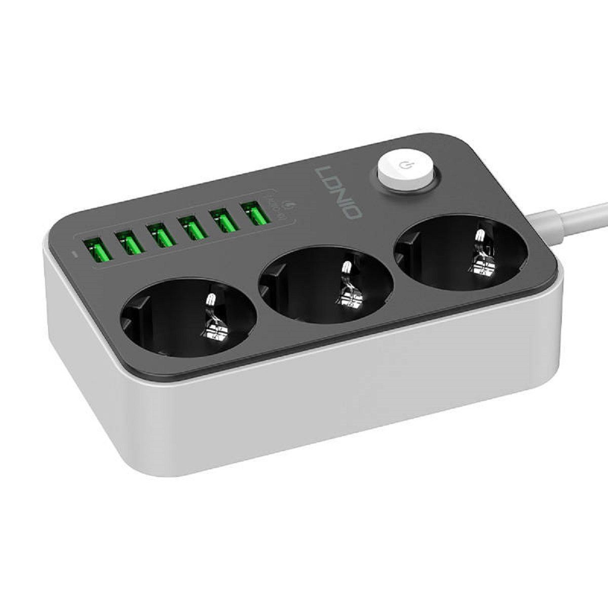 COFI 1453 Steckdosenleiste mit Netzladegerät mit 3 AC-Anschlüssen, 6x USB,  1,6m Steckdosenleiste 3-fach