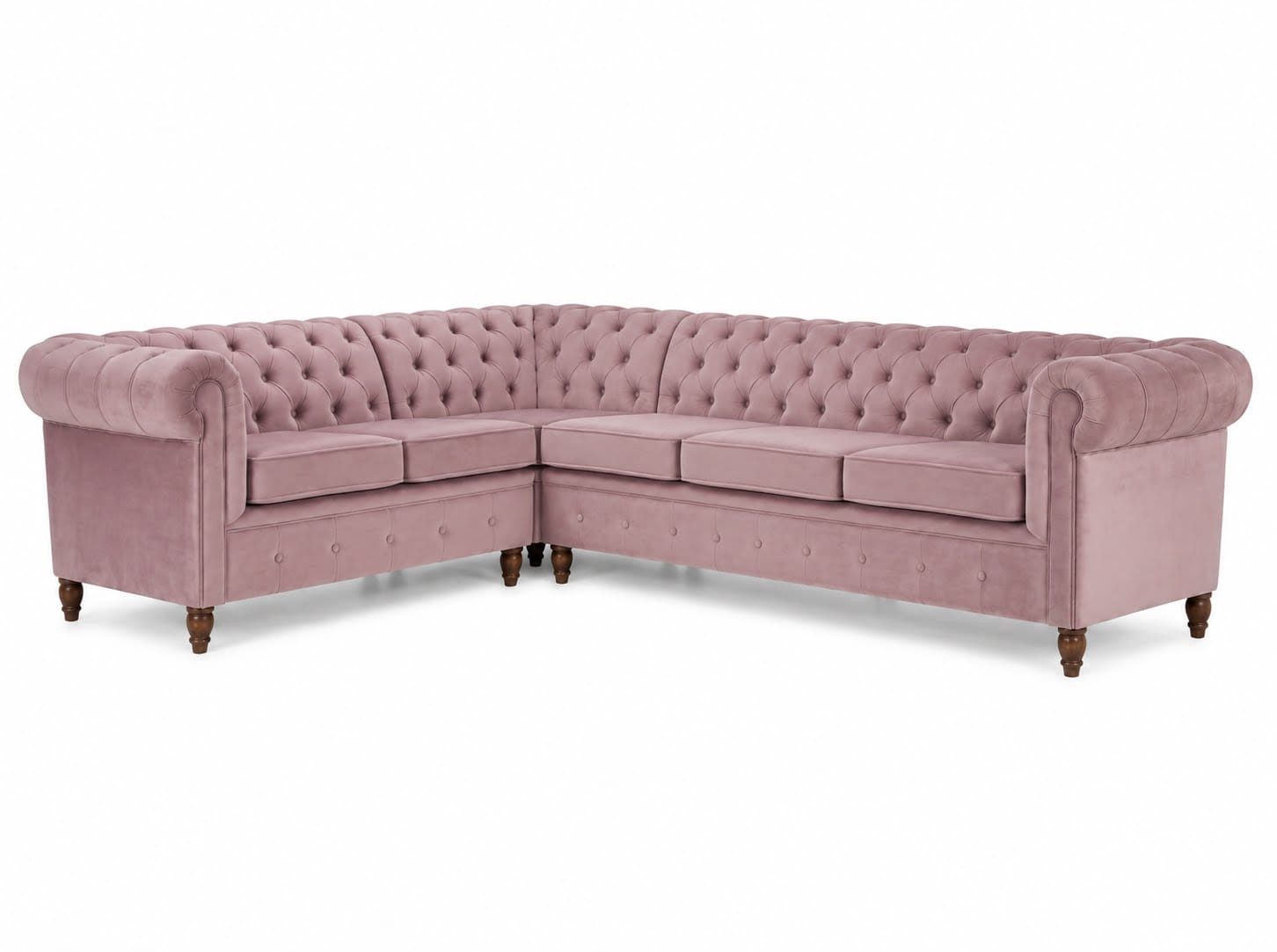 JVmoebel Chesterfield-Sofa Luxuriöses rosa Chesterfield Ecksofa gesteppt Kapitonierung, 1 Teile, Made in Europa