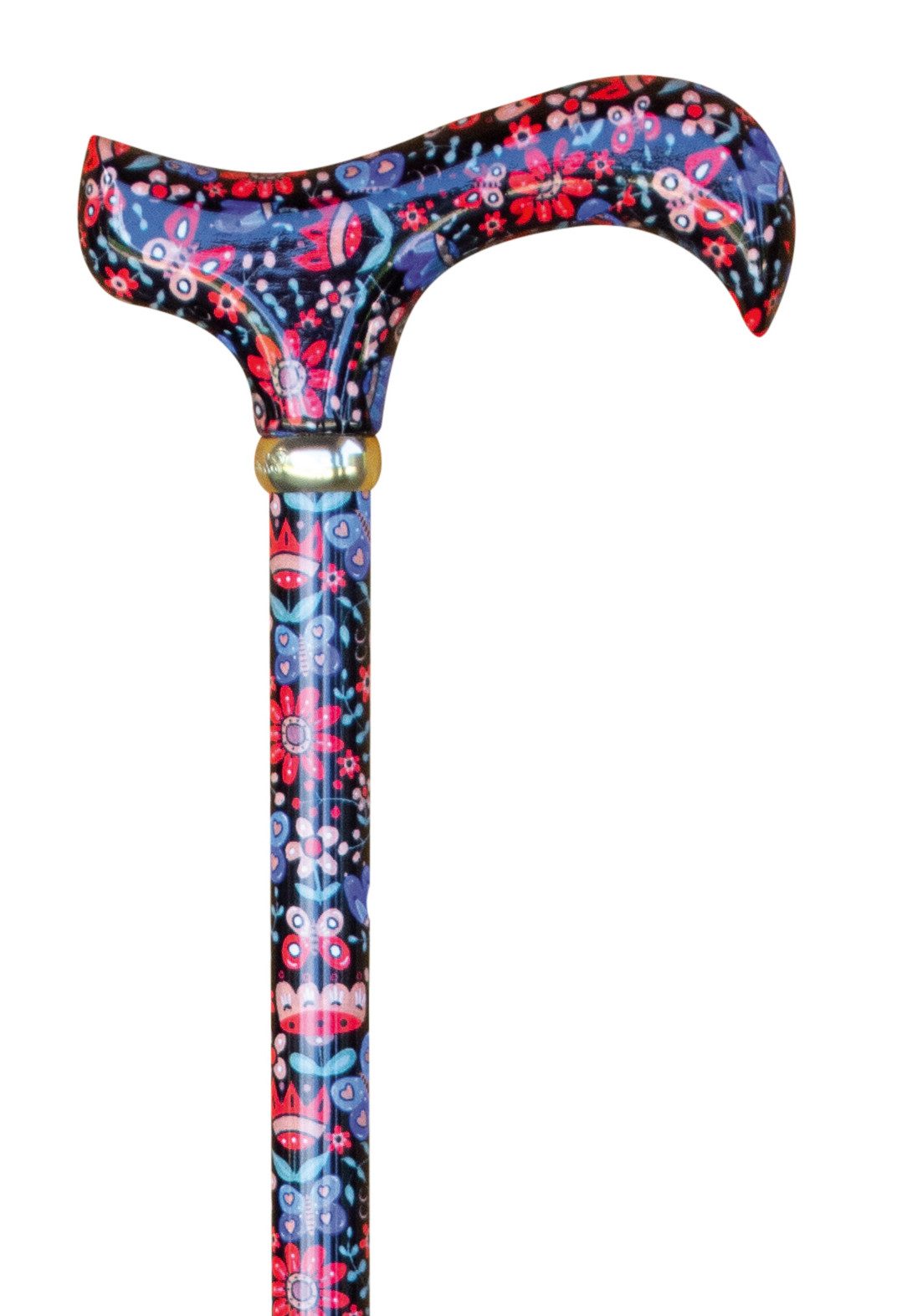 Stockshop Gehstock Gehstock Fashion-Derby Folkflowers, Derbygriff, Leichtmet.