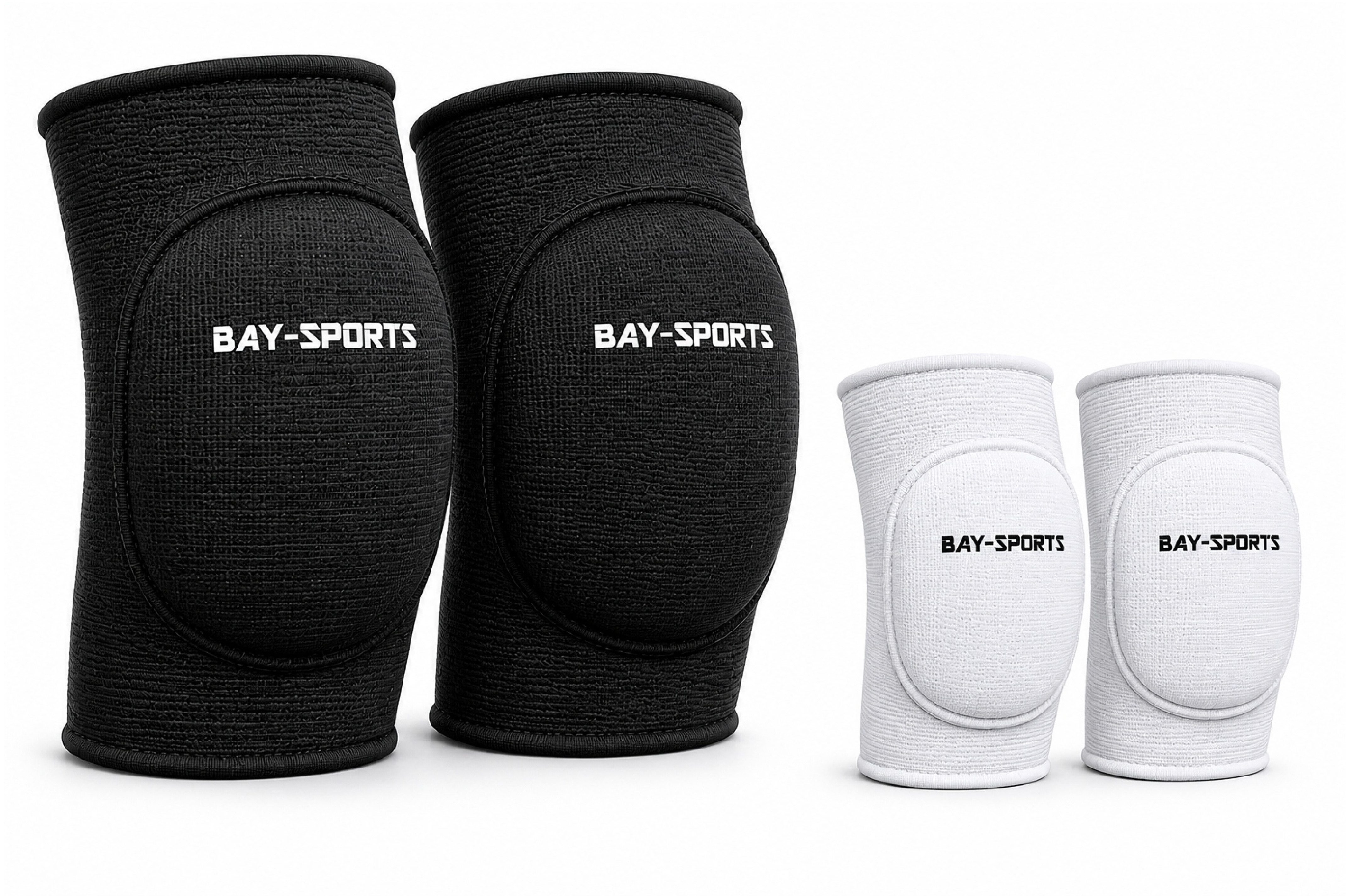 BAY-Sports Knieschutz Knieschützer Knieschoner Knieschutz Kniepolster Bandage KNEE GUARD (Paar), stabilisierend, stoßdämpfend, elastisch, atmungsaktiv, Schwarz, Weiß
