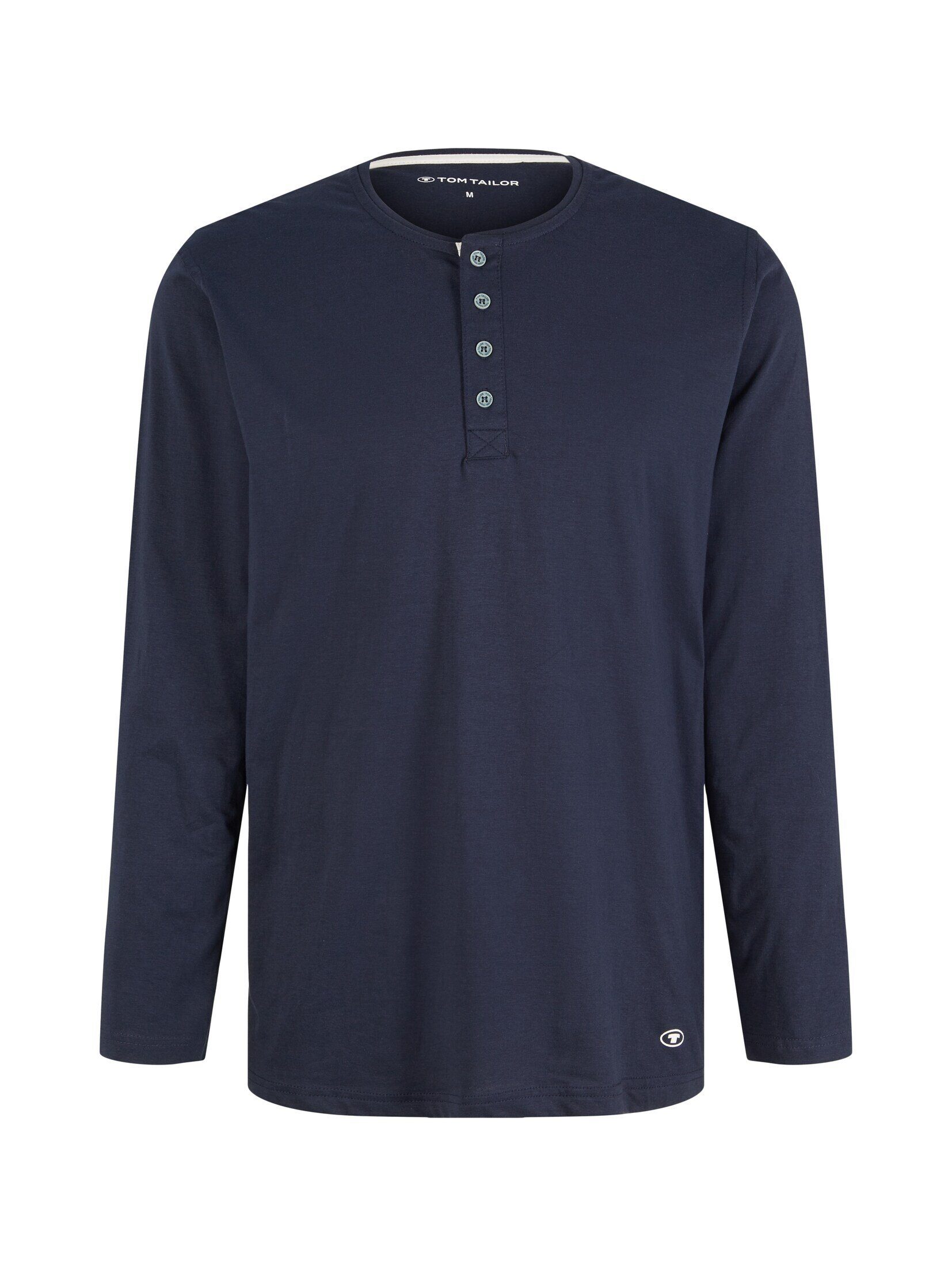 TOM TAILOR Unterhemd Pyjama-Langarmshirt aus Baumwolle günstig online kaufen