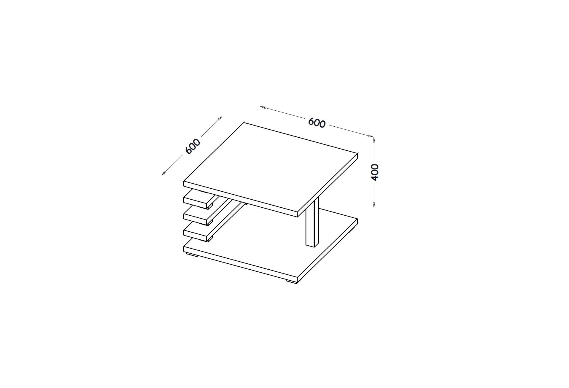 designimpex Couchtisch DC-2 Sonoma Eiche Wohnzimmertisch 60x60x40cm
