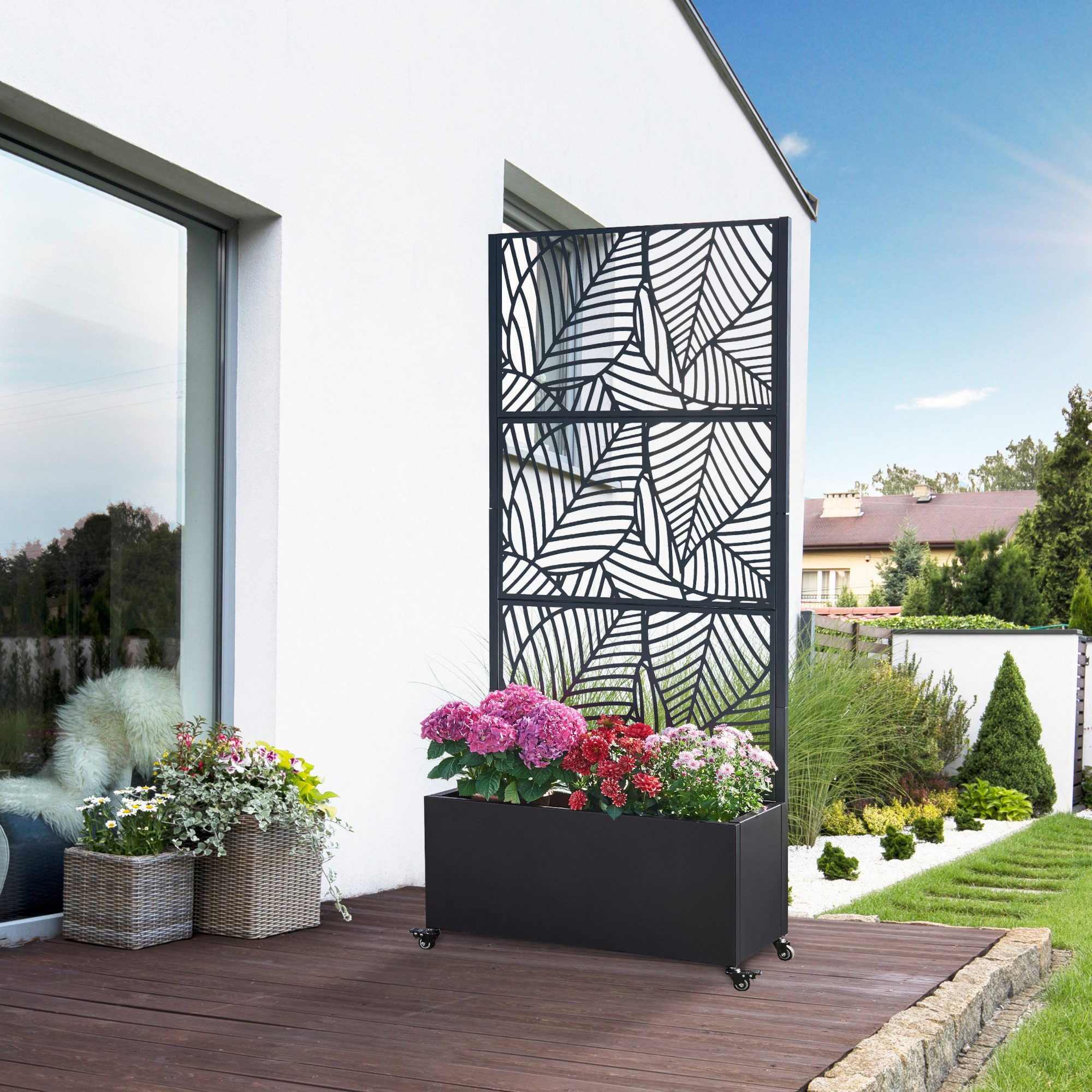 casa.pro Blumenkasten, mit Trennwand »Surnskoki« mit Rollen Stahl 190x82x38 cm Schwarz