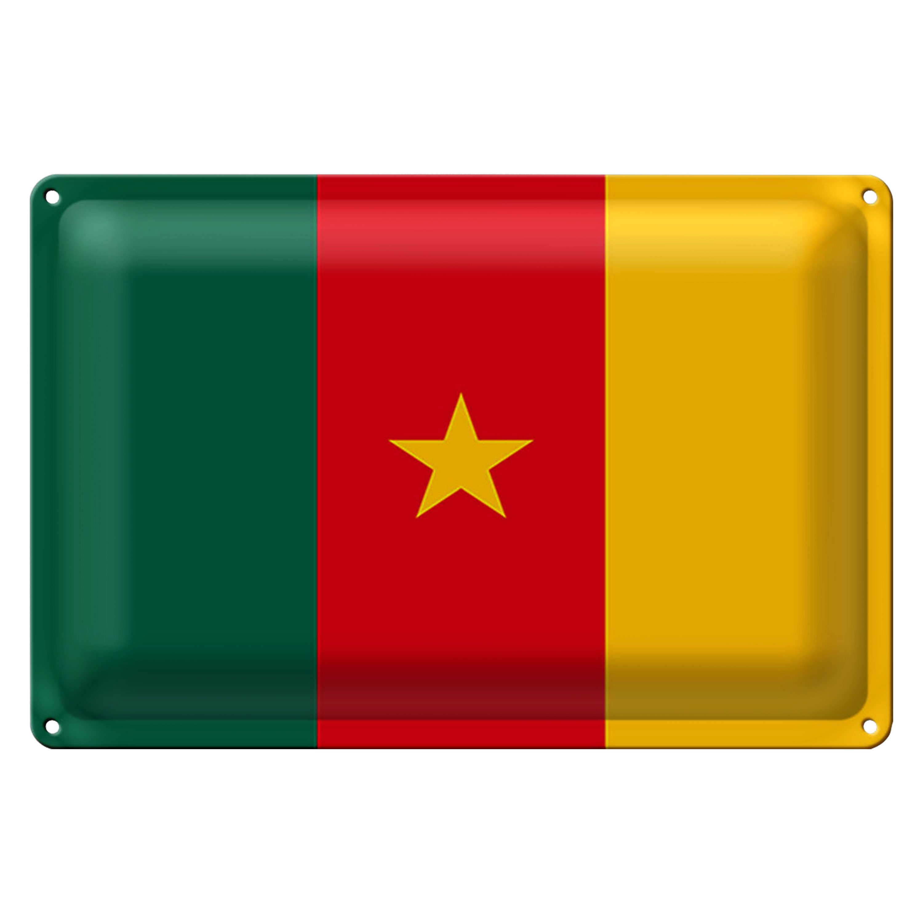 Roomando Metallschild Blechschild Flagge Kamerun 30x20cm Flag of Cameroon