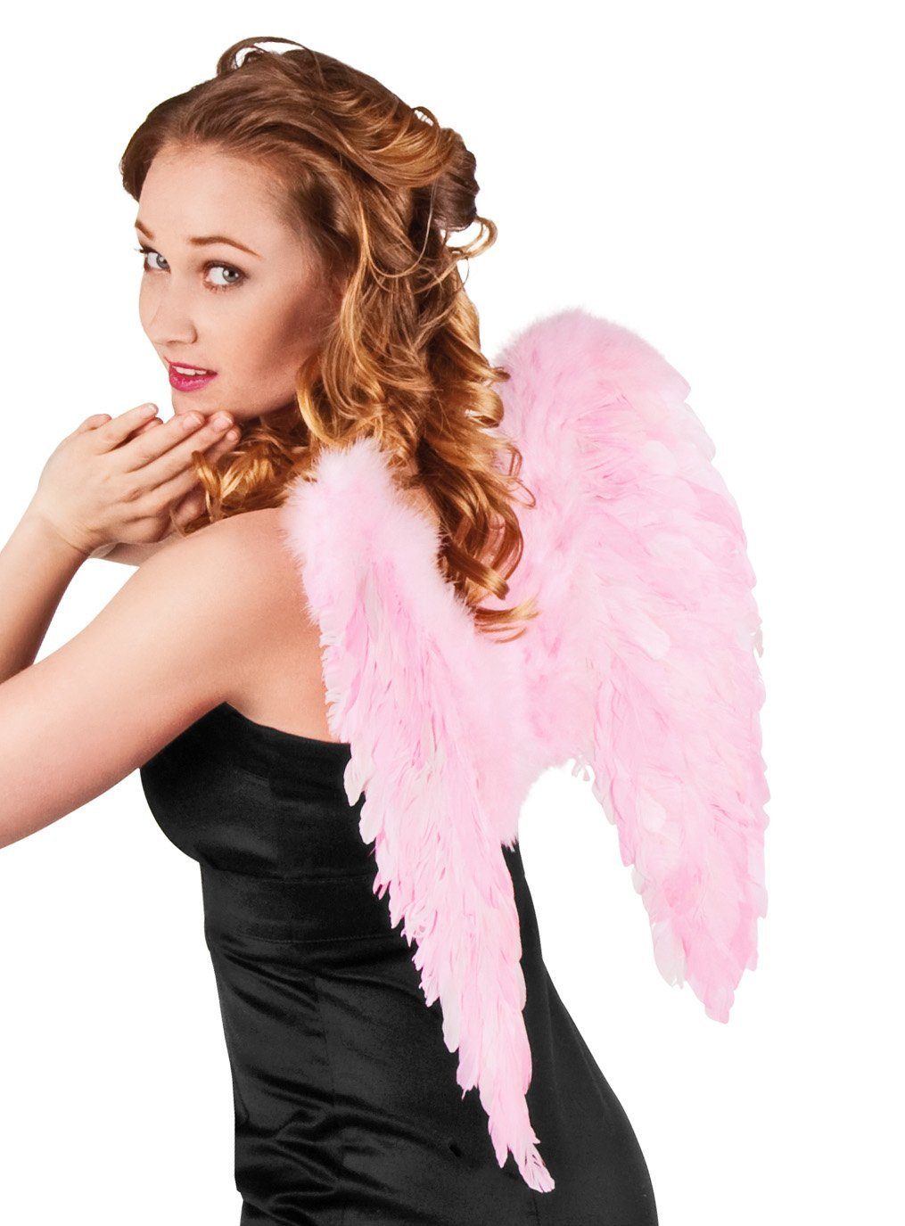 Boland Kostüm-Flügel Rosa Flügel, Gefiederte Schwingen für grazile Fantasiewesen