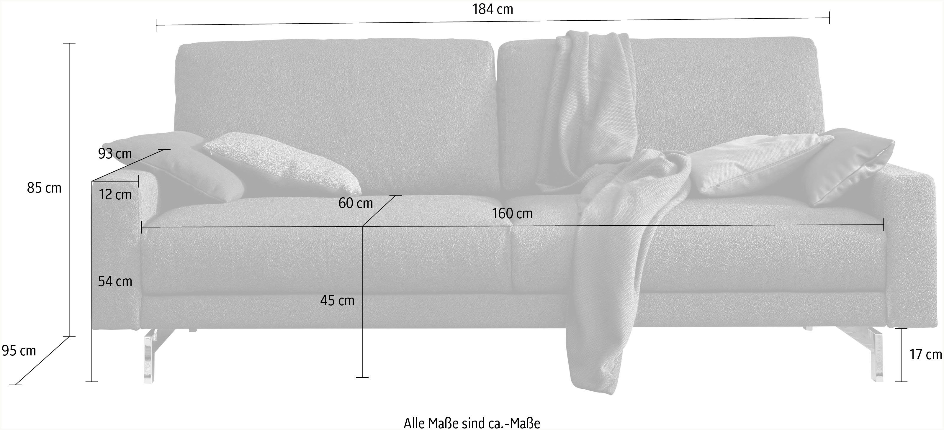 Breite 2,5-Sitzer chromfarben Fuß hülsta 184 hs.450, niedrig, Armlehne sofa glänzend, cm