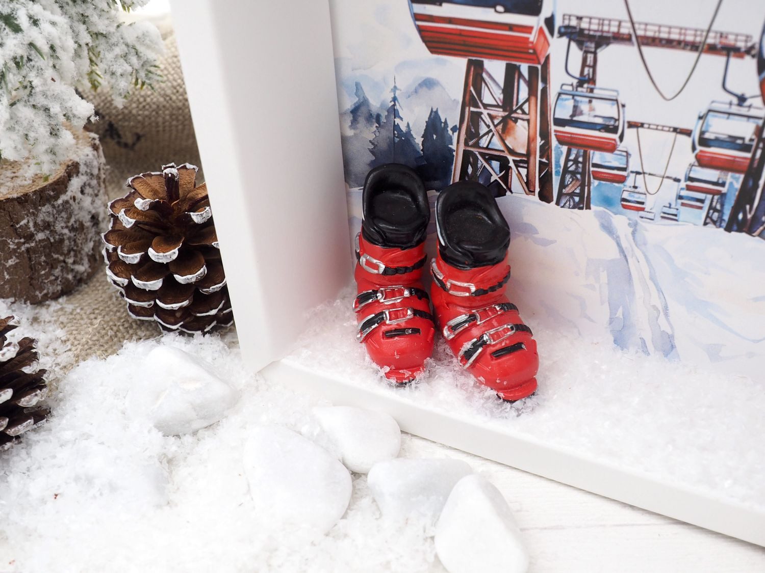ZauberDeko Geschenkbox Geldgeschenk Verpackung Gutschein Skiurlaub Ski Rot Weihnachten – Bild 3 von 5