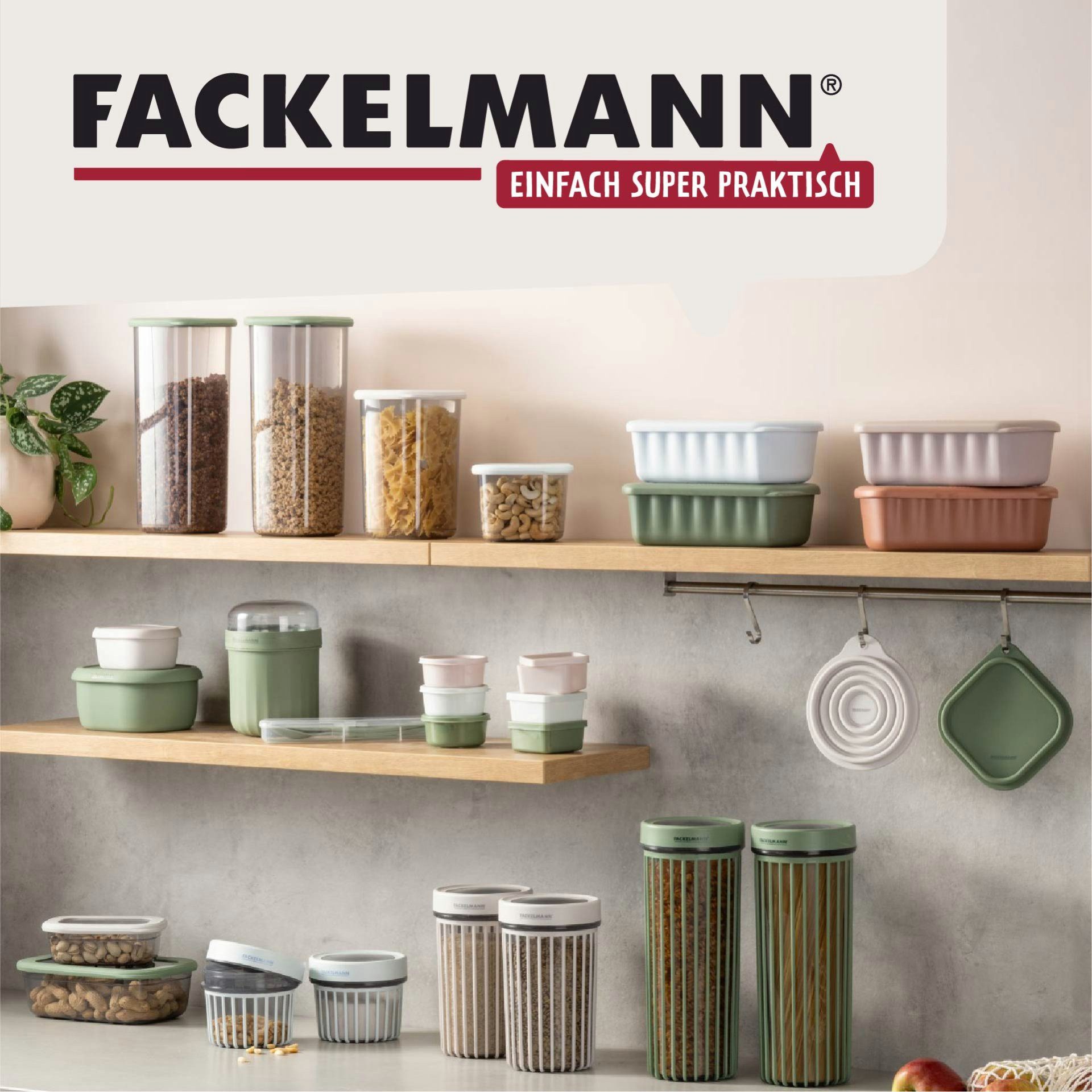 FACKELMANN Aufbewahrungsdose Snacking-Box, Faltbare Lunchbox, Runde Brotzeitdose, Silikonbehälter