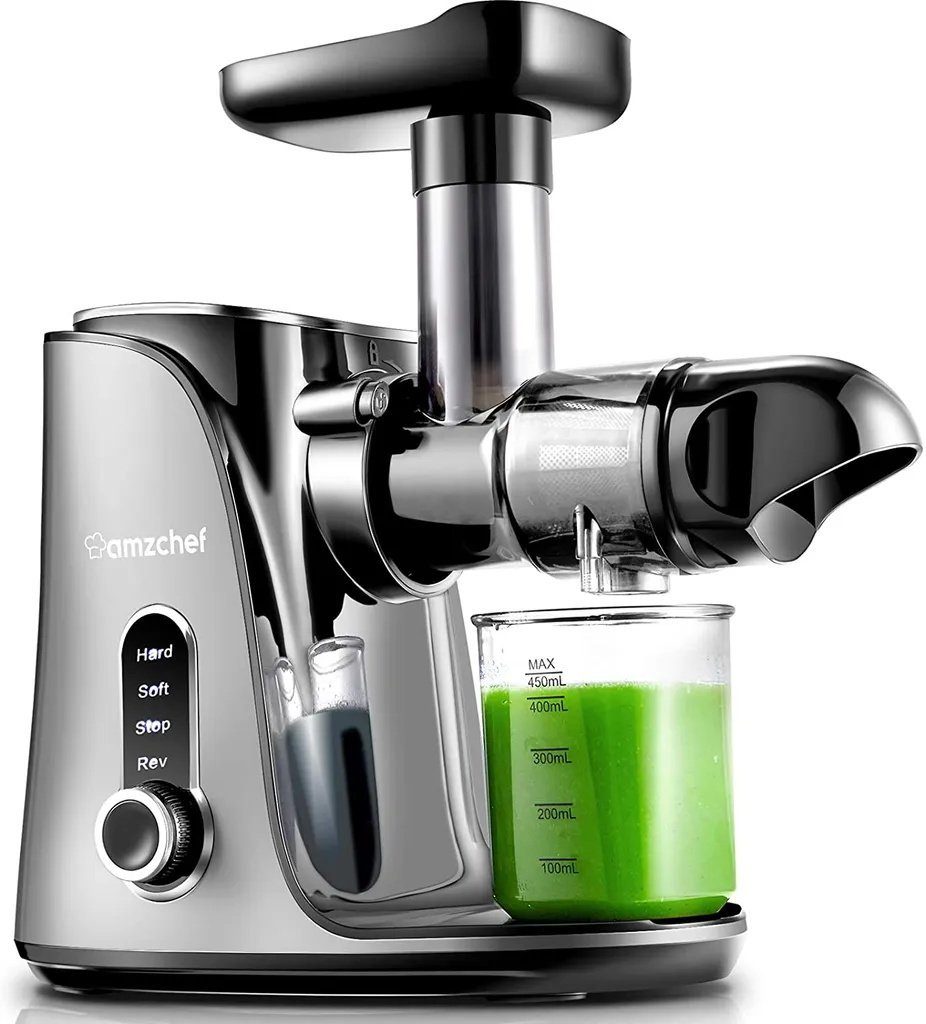 AMZCHEF Slow Juicer GM3001, 150,00 W, Gemüse und Obst, Einfaches Be- und Entladen