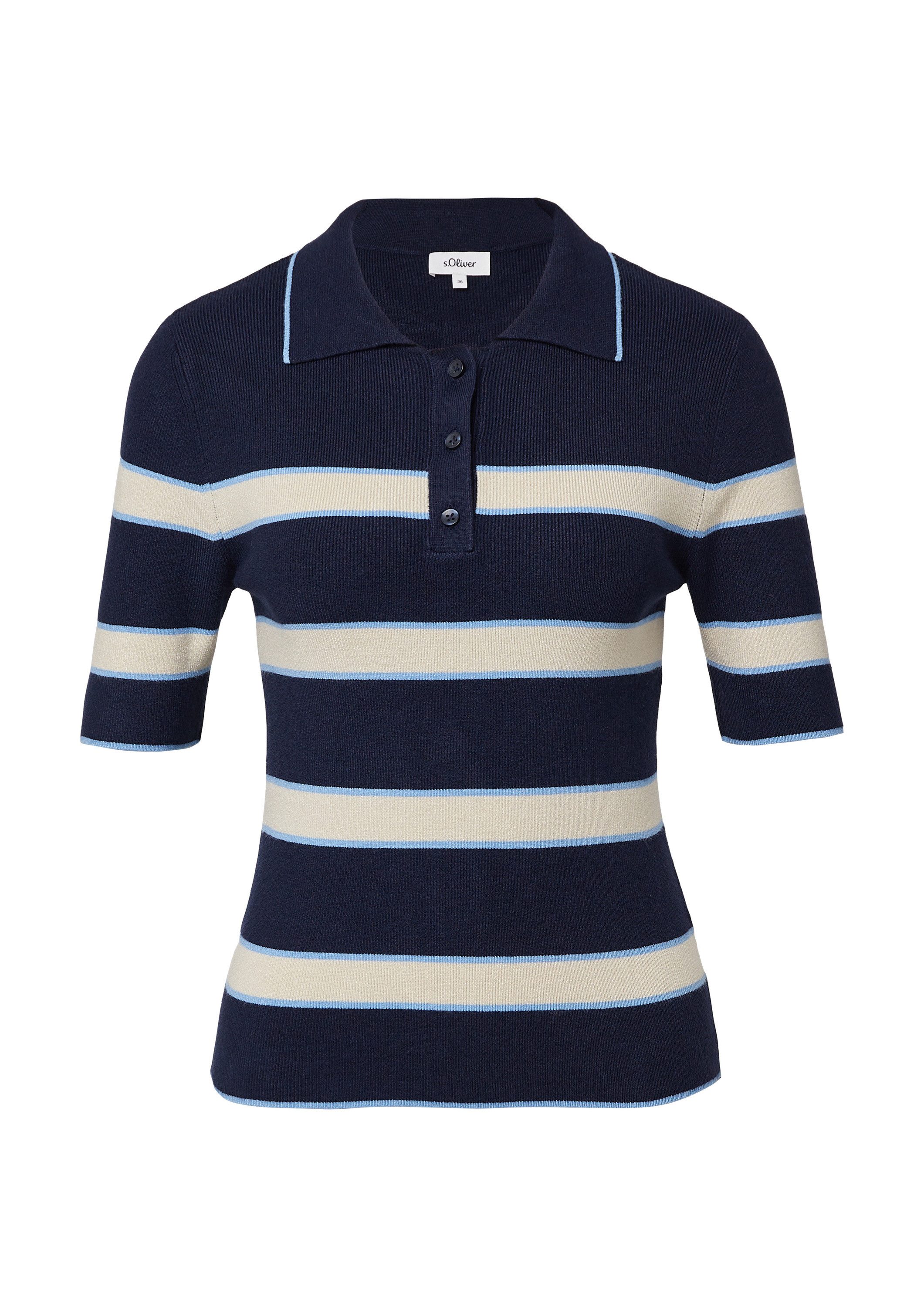 Kurzarmpullover Strickpullover Verkürztes Strick-Polo im