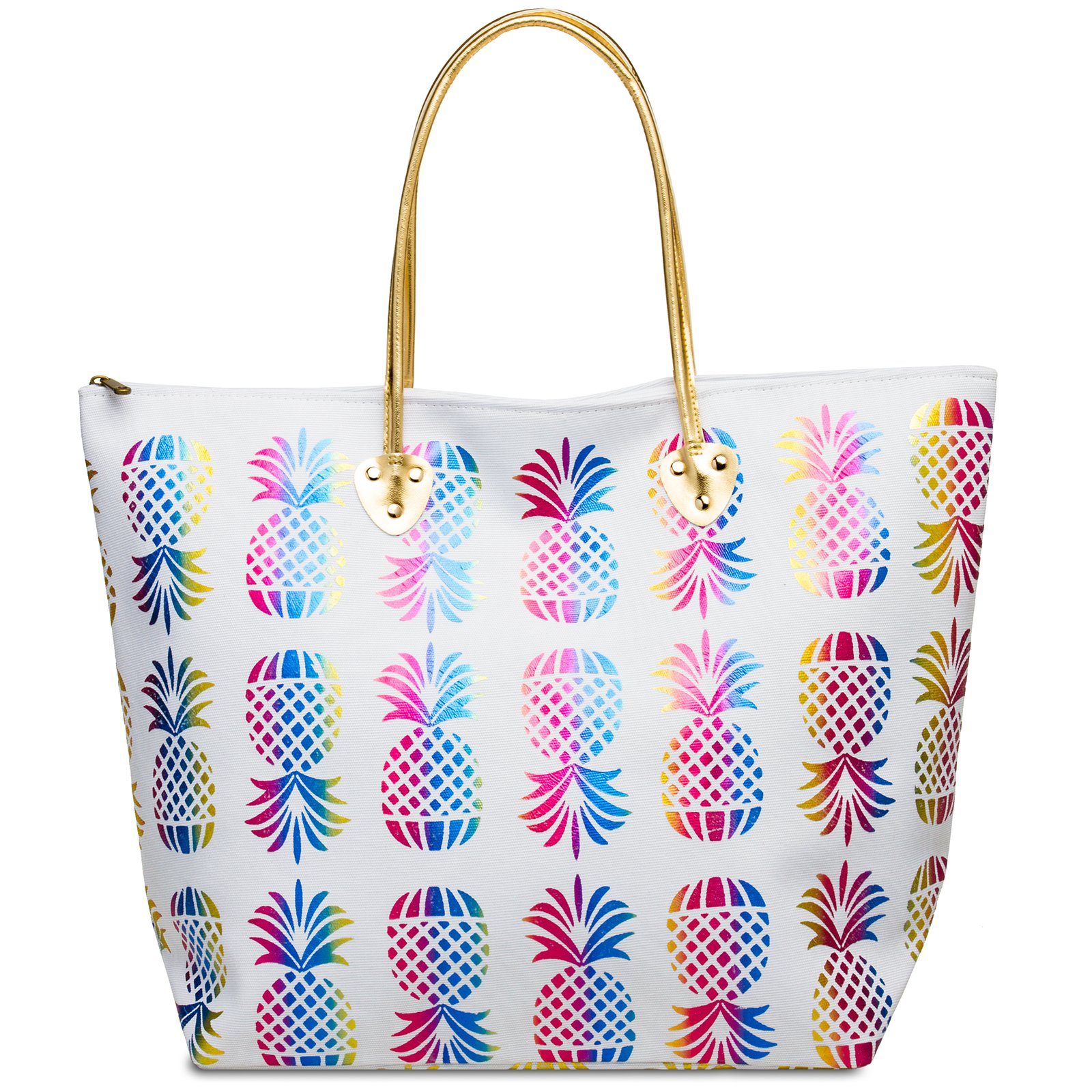 Strandtasche TS1060 große Familien XXL Sommer Strandtasche / Shopper mit Metallic Ananas Print