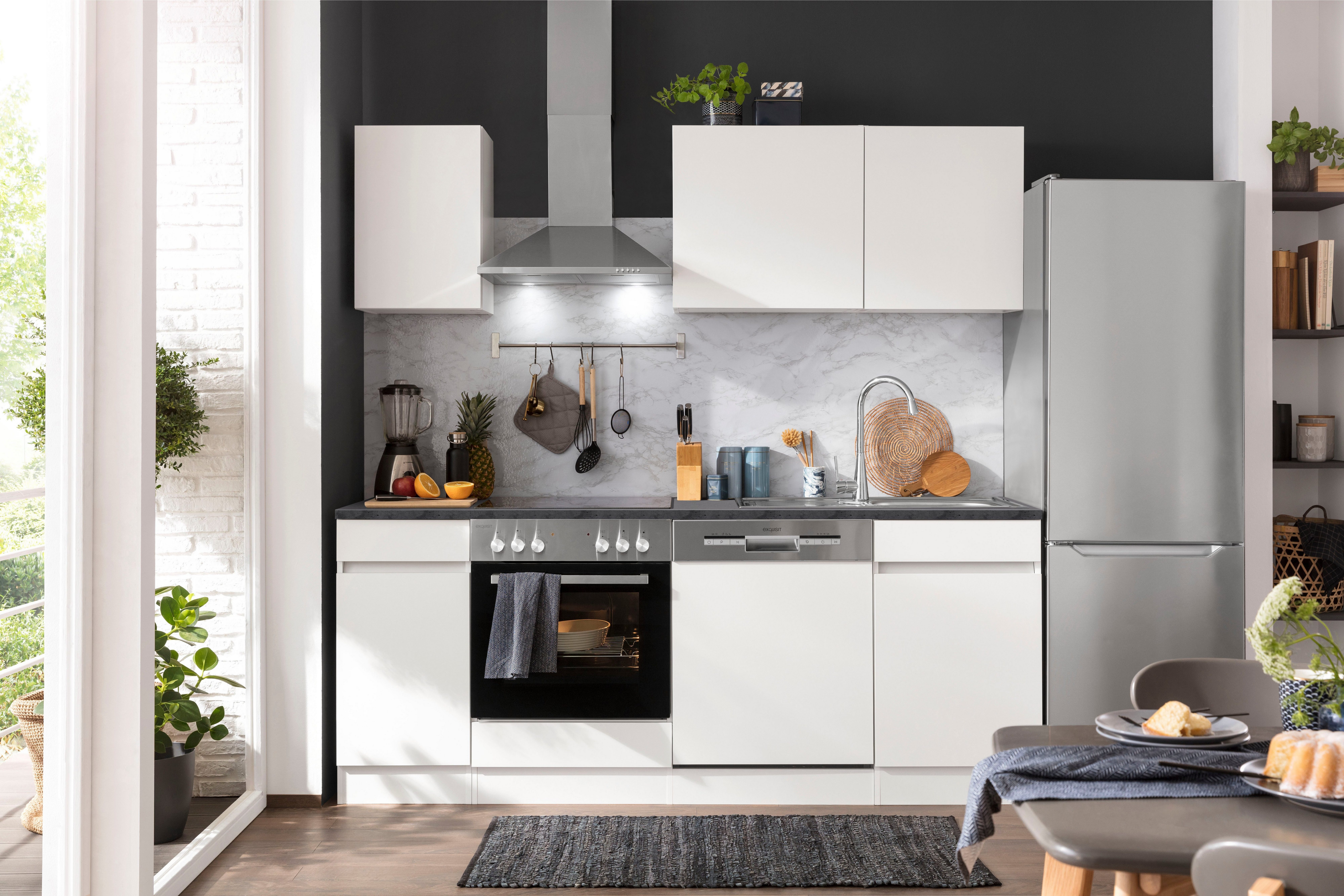 OPTIFIT Küchenzeile Roth, Breite 210 cm, wahlweise mit E-Geräten, Push-to-Open-Funktion