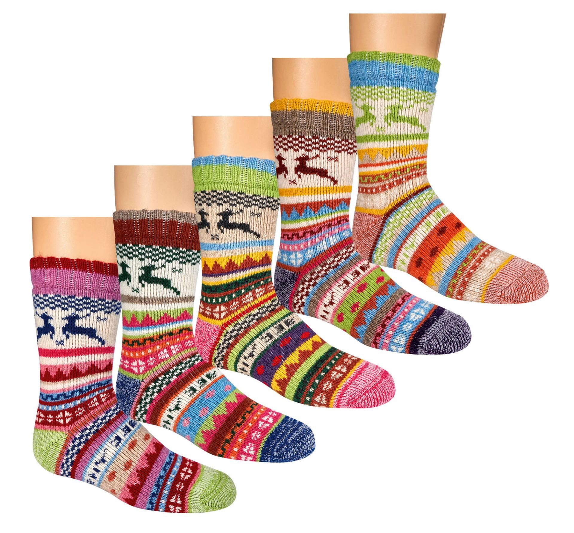 FussFreunde Thermosocken 2 Paar bunte Hygge Kinder-Söckchen mit Wolle, vollplüsch-gefüttert