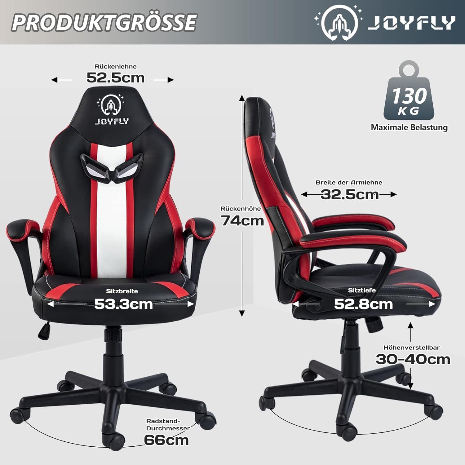 JOYFLY Gaming-Stuhl, Ergonomischer Stuhl Lordosenstütze PC-Stuhl Stuhl mit Gamer Gaming