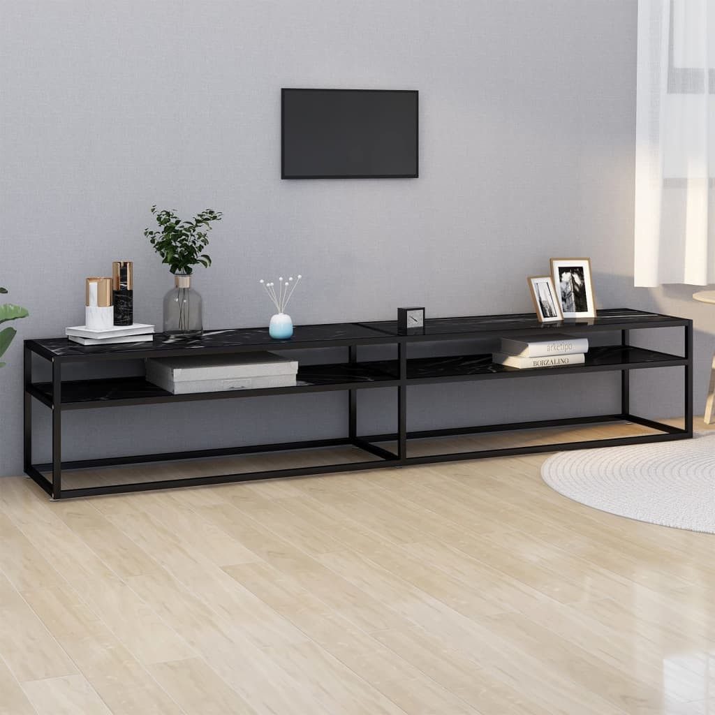 vidaXL Schrankmodule TV-Schrank Schwarz Marmor-Optik 220x40x40,5 cm Hartgla günstig online kaufen