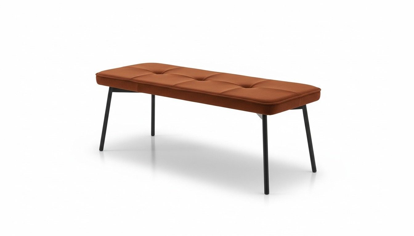 Xlmoebel Bettbank Polsterbank aus Holz mit orangefarbenem Stoffbezug modern (1-St., Polsterbank), Made in Europa