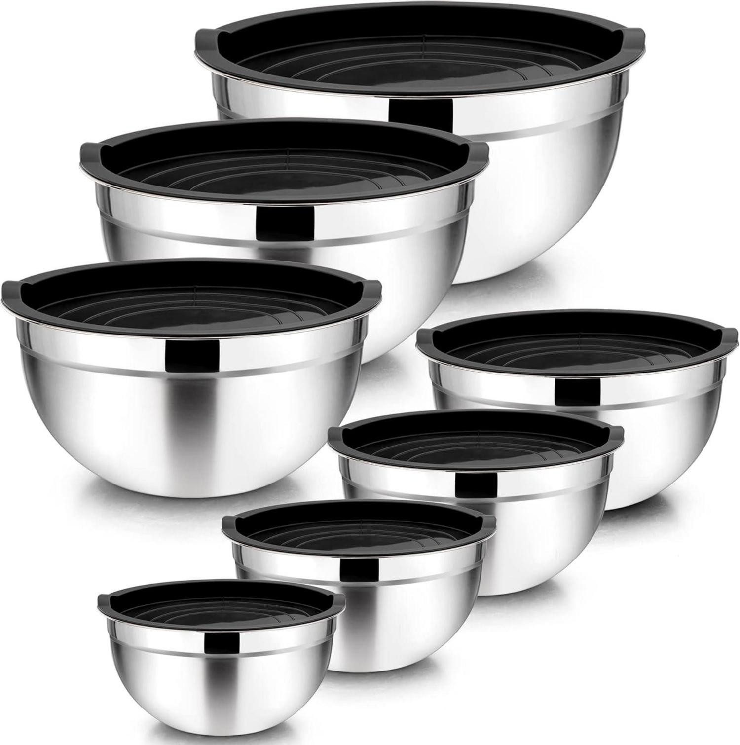 Küchenorganizer-Set Rührschüssel Set Edelstahl Schüssel 7er Salatschüssel stapelbar