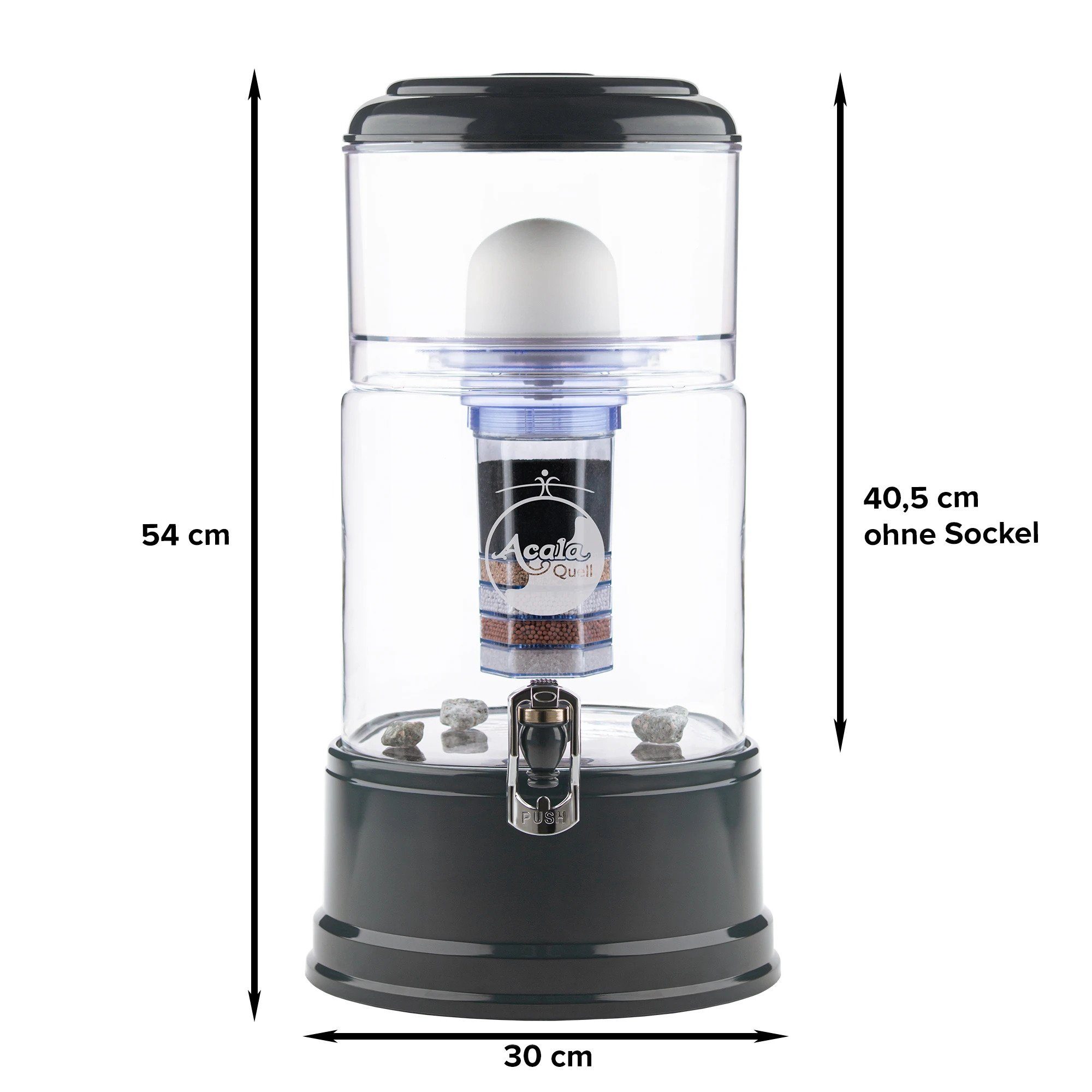 AcalaQuell Wasserfilter Standfilter Smart - mit handgefertigtem Glasbehälter (8 Liter), ideal für 2-4 Personen