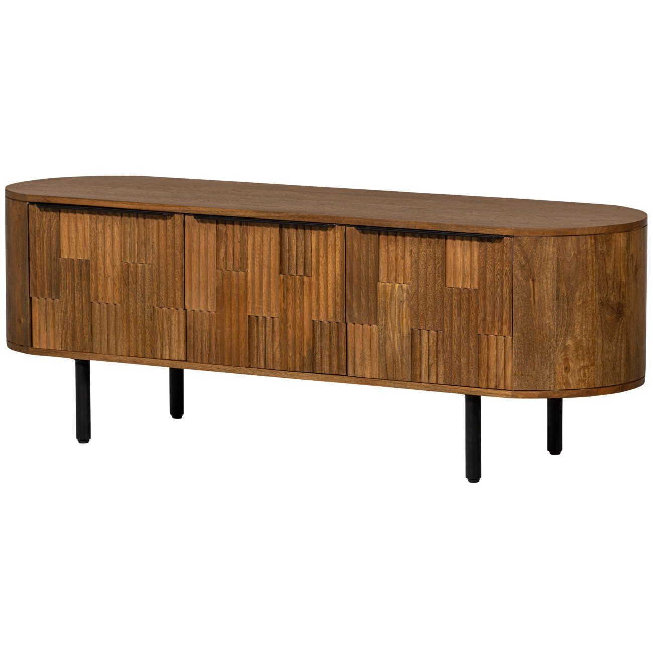 WOOOD TV-Board Effortless aus Mangoholz, 147 cm, Türen mit Magnetverschluss