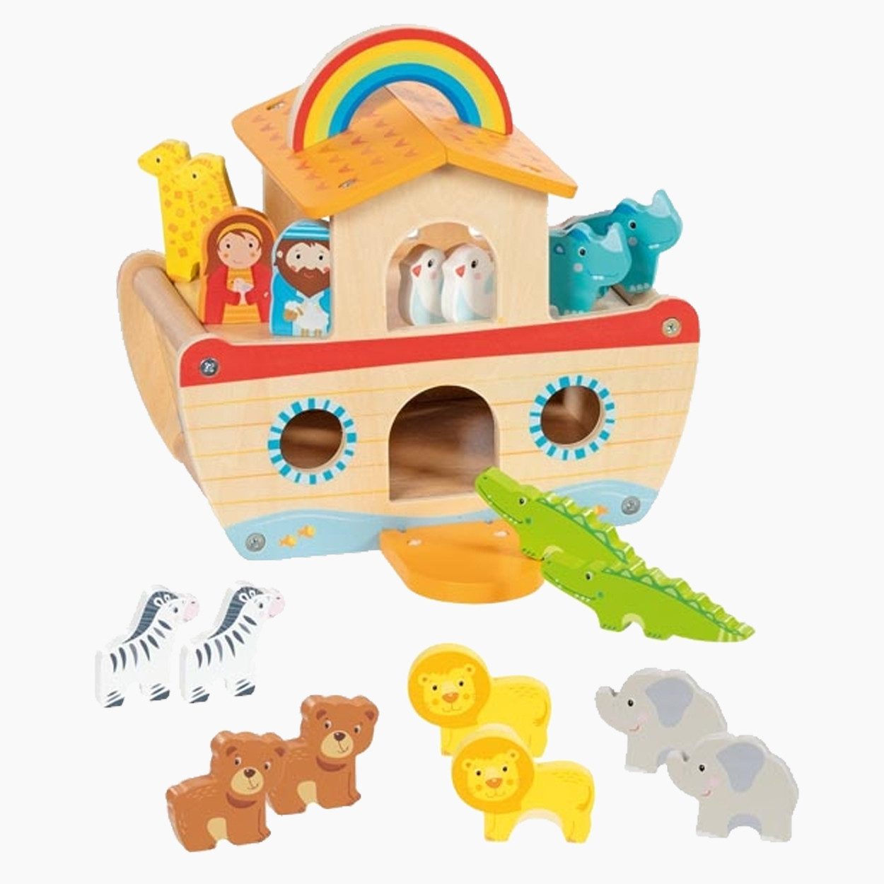 goki Kinderspielboot Meine kleine Arche Noah (20-tlg), aus hochwertigem Holz